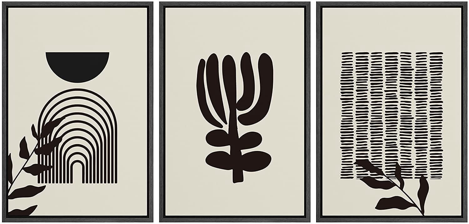 PixonSign Framed Canvas Print Wall Art Set Minimal Duotone Forest Plant ...