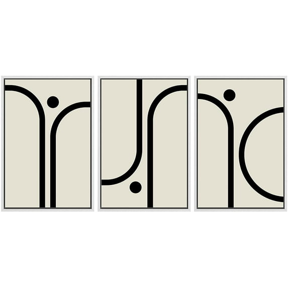 PixonSign Framed Canvas Print Wall Art Set Minimal Geometric Curved Line Landscapes Abstract Shapes Illustrations Modern Art Boho Decorative for Living Room, Bedroom, Office - 24"x36"x3 WHITE