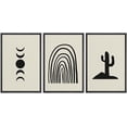 thumbnail image 1 of PixonSign Framed Canvas Print Wall Art Set Minimal Moon Phase Cactus Desert Collage Abstract Shapes Illustrations Modern Art Boho Decorative for Living Room, Bedroom, Office - 24"x36"x3 BLACK, 1 of 5