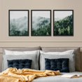 thumbnail image 1 of PixonSign Framed Canvas Print Wall Art Set - Mist Over Pine Tree Forest Mountain Art - Set of 3 Nature Wilderness Landscape Artwork Modern Art Rustic Wall Décor -12"x16"x3 Panels Black, 1 of 5