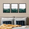 thumbnail image 1 of PixonSign Framed Canvas Print Wall Art Set - Misty Sky Emerald Forest Art - Set of 3 Nature Wilderness Landscape Print Artwork Modern Art Rustic Home Wall Décor -12"x16"x3 Panels Black, 1 of 5