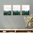 thumbnail image 1 of PixonSign Framed Canvas Print Wall Art Set - Misty Sky Emerald Forest Art - Set of 3 Nature Wilderness Landscape Print Artwork Modern Art Rustic Home Wall Décor -12"x16"x3 Panels Natural, 1 of 5