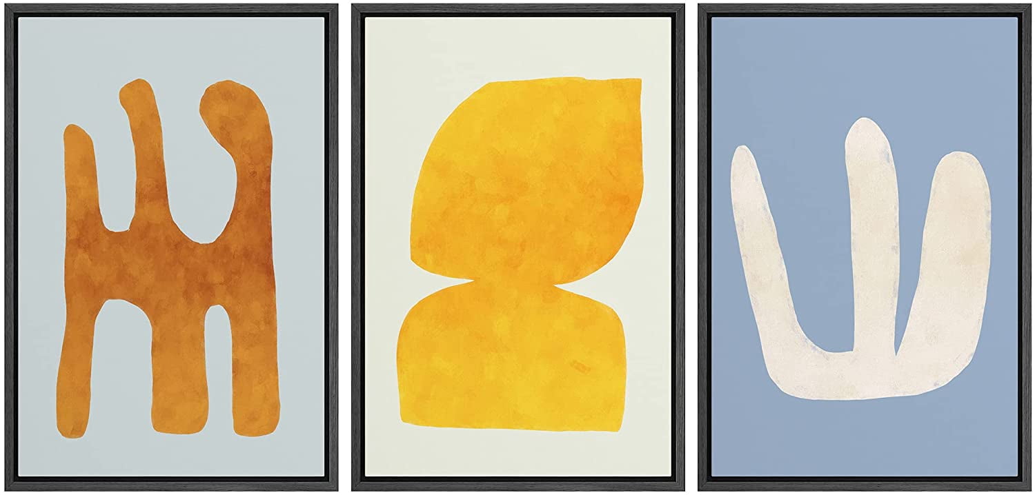 PixonSign Framed Canvas Print Wall Art Set Multicolor Pastel Geometric ...