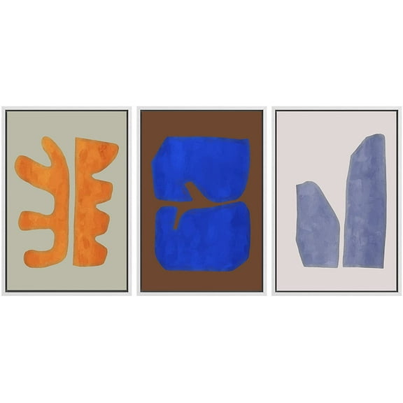 PixonSign Framed Canvas Print Wall Art Set Multicolor Vibrant Mid-Century Figure Collage Abstract Shapes Illustrations Modern Art Boho Decorative for Living Room, Bedroom, Office - 24"x36"x3 WHITE