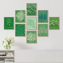 PixonSign Framed Canvas Print Wall Art Set - Multicolor Wildflowers in Green Poster Arts - Set of 9 Nature Wilderness Floral Botanical Vintage Wall Décor for Home Decoration - 11"x14" Natural