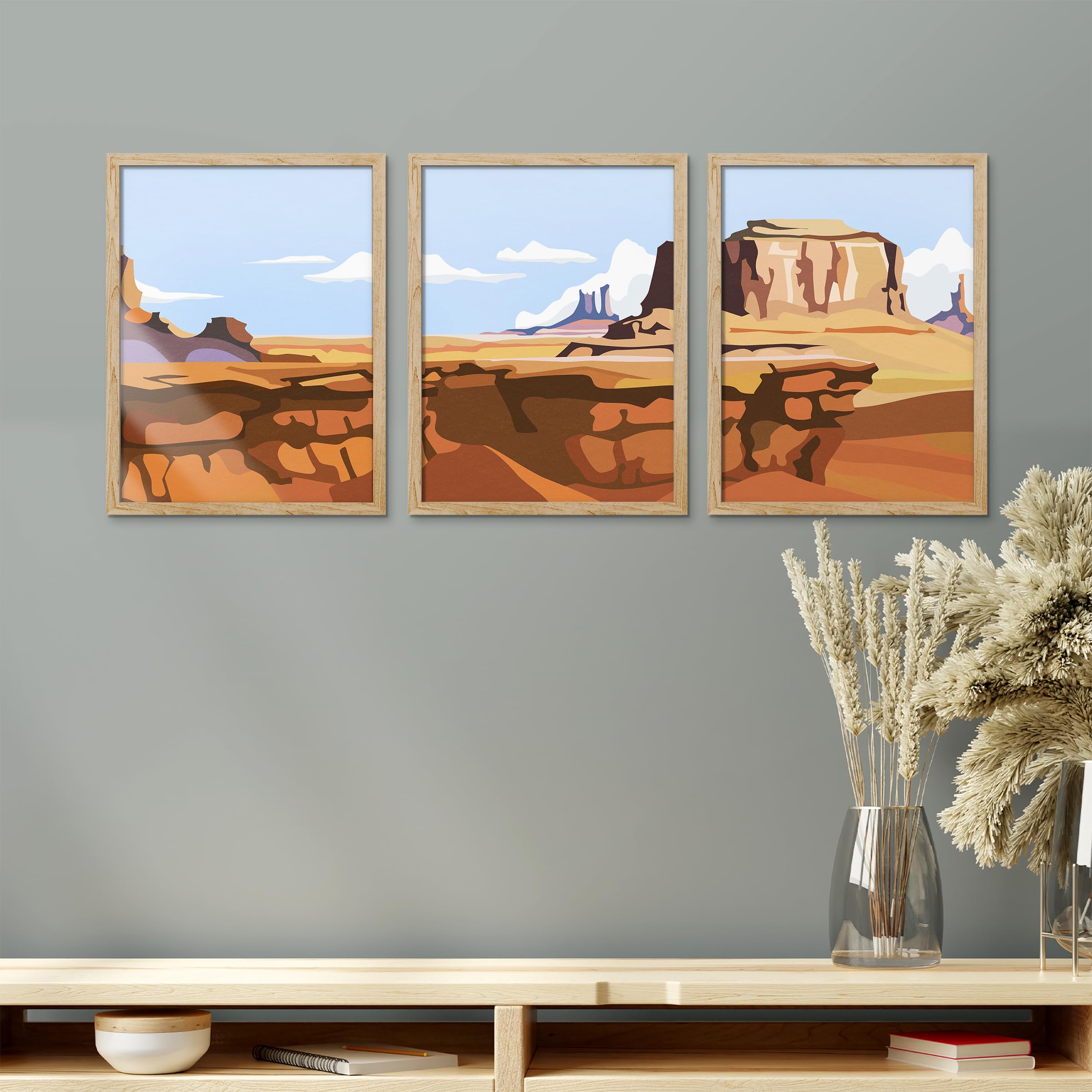 PixonSign Framed Canvas Print Wall Art Set - National Park Mountain ...