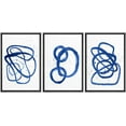 thumbnail image 1 of PixonSign Framed Canvas Print Wall Art Set Navy Blue Pastel Paint Stroke Rings Abstract Shapes Illustrations Modern Art Minimalism Decorative for Living Room, Bedroom, Office - 16"x24"x3 Black, 1 of 5