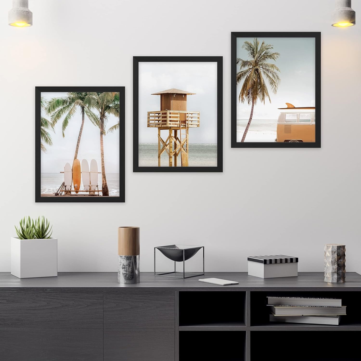 PixonSign Framed Canvas Print Wall Art Set - Office California Beach ...