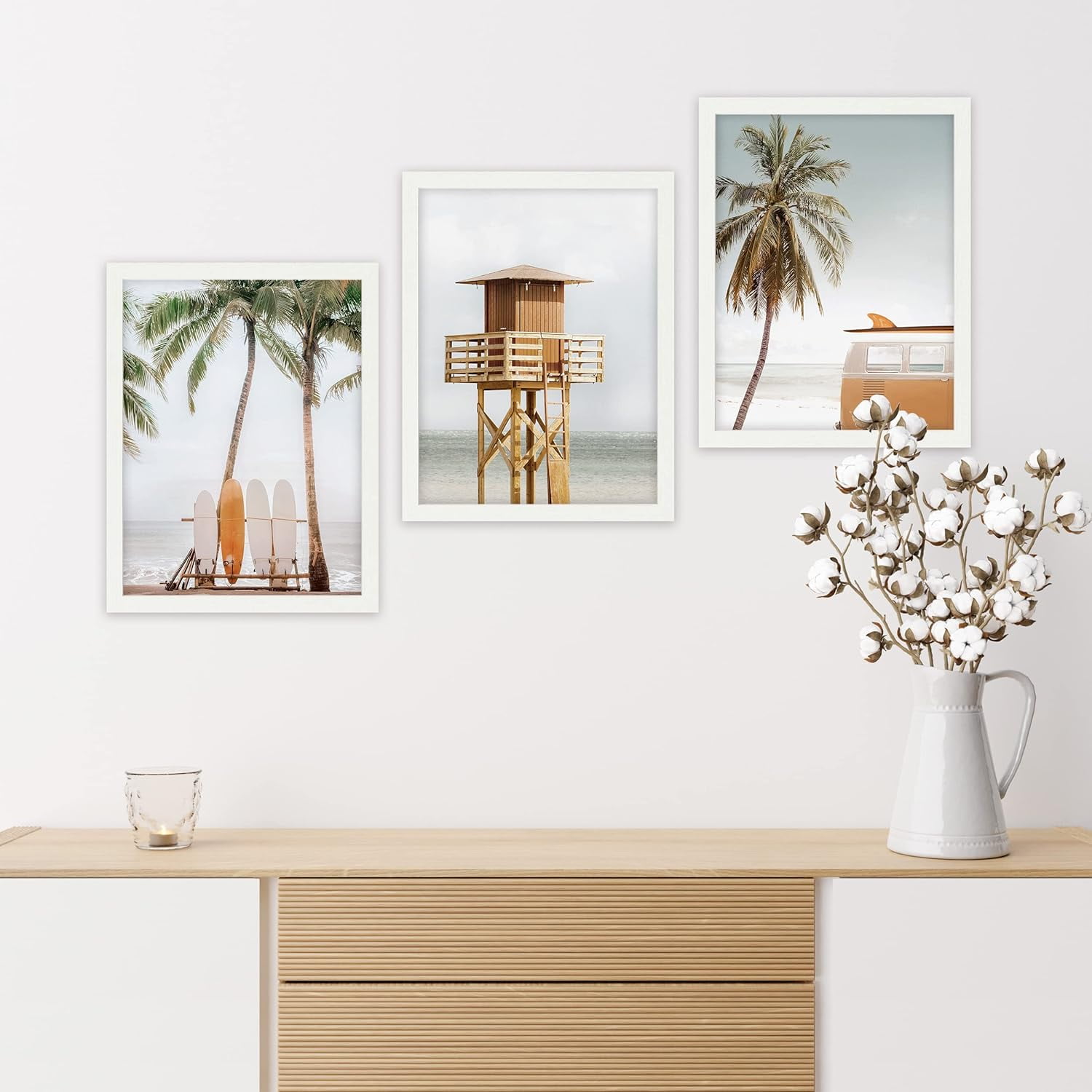 Set of 3 Large Prints Beach wall art, Surf wall store art, Surfboard print, summer wall art, palm tree print, and art, ocean wall art