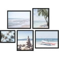 thumbnail image 1 of PixonSign Framed Canvas Print Wall Art Set - Palm Tree Beach View Posters - Gallery Set of 5 Sailboat Ocean Wave Travel Photography Modern Art Nature Wilderness Wall Décor for Home - Black, 1 of 5
