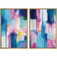thumbnail image 1 of PixonSign Framed Canvas Print Wall Art Set Pastel Blue and Pink Color Blocks Geometric Shapes Illustrations Modern Art Contemporary Colorful Ultra for Living Room, Bedroom, Office - 16"x24"x2 NATURAL, 1 of 5
