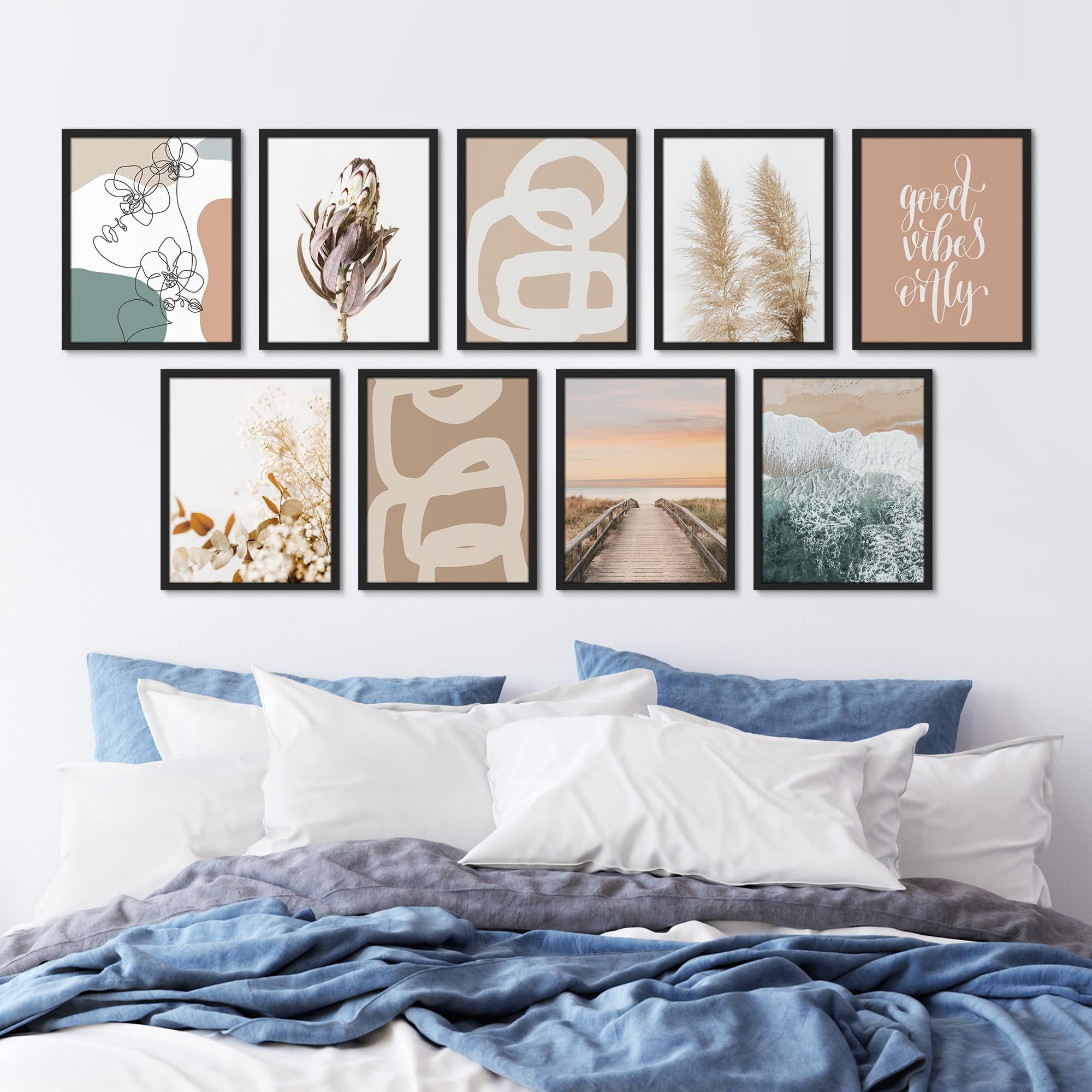 PixonSign Framed Canvas Print Wall Art Set - Pastel Brown Environments ...