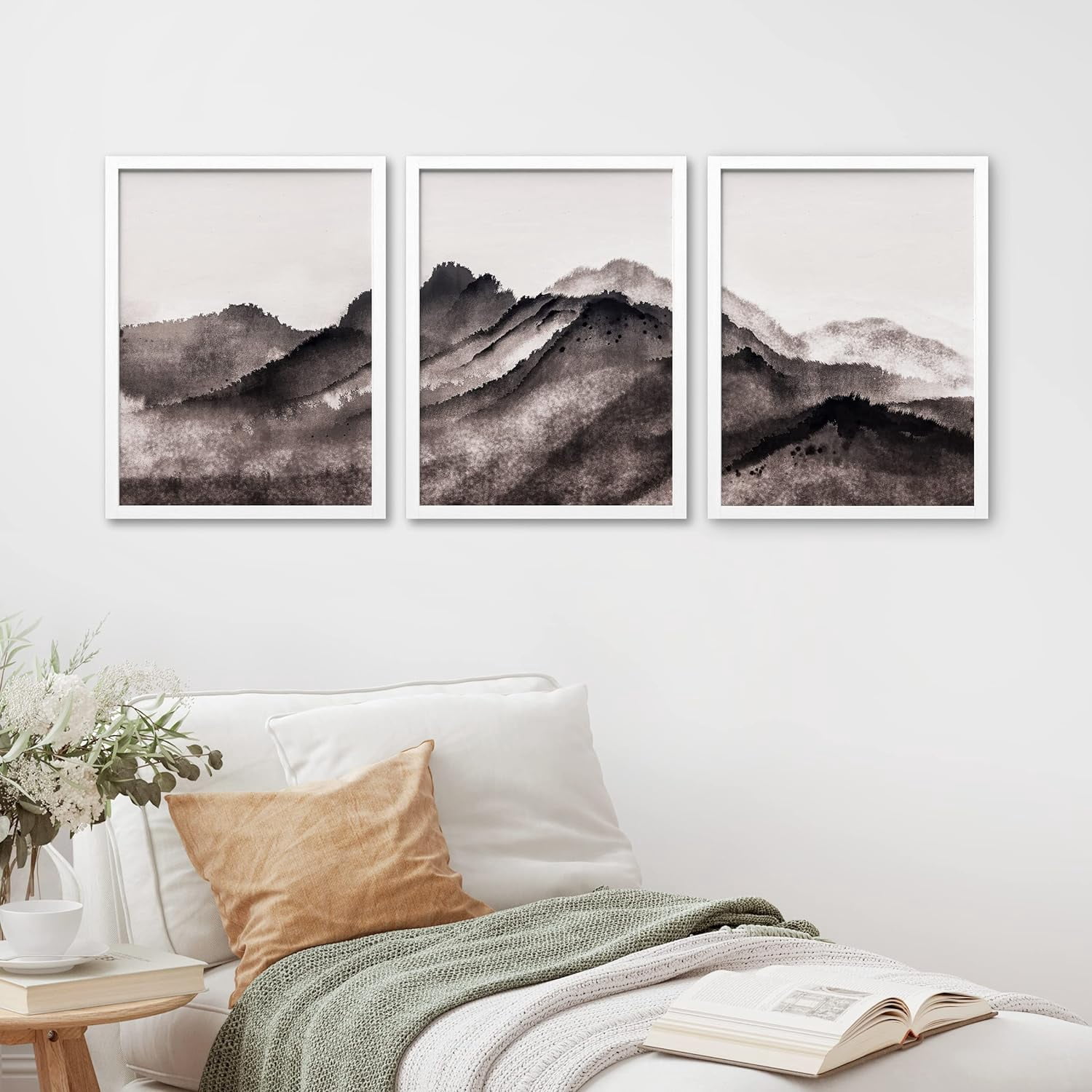 PixonSign Framed Canvas Print Wall Art Set - Pastel Brown Grunge ...
