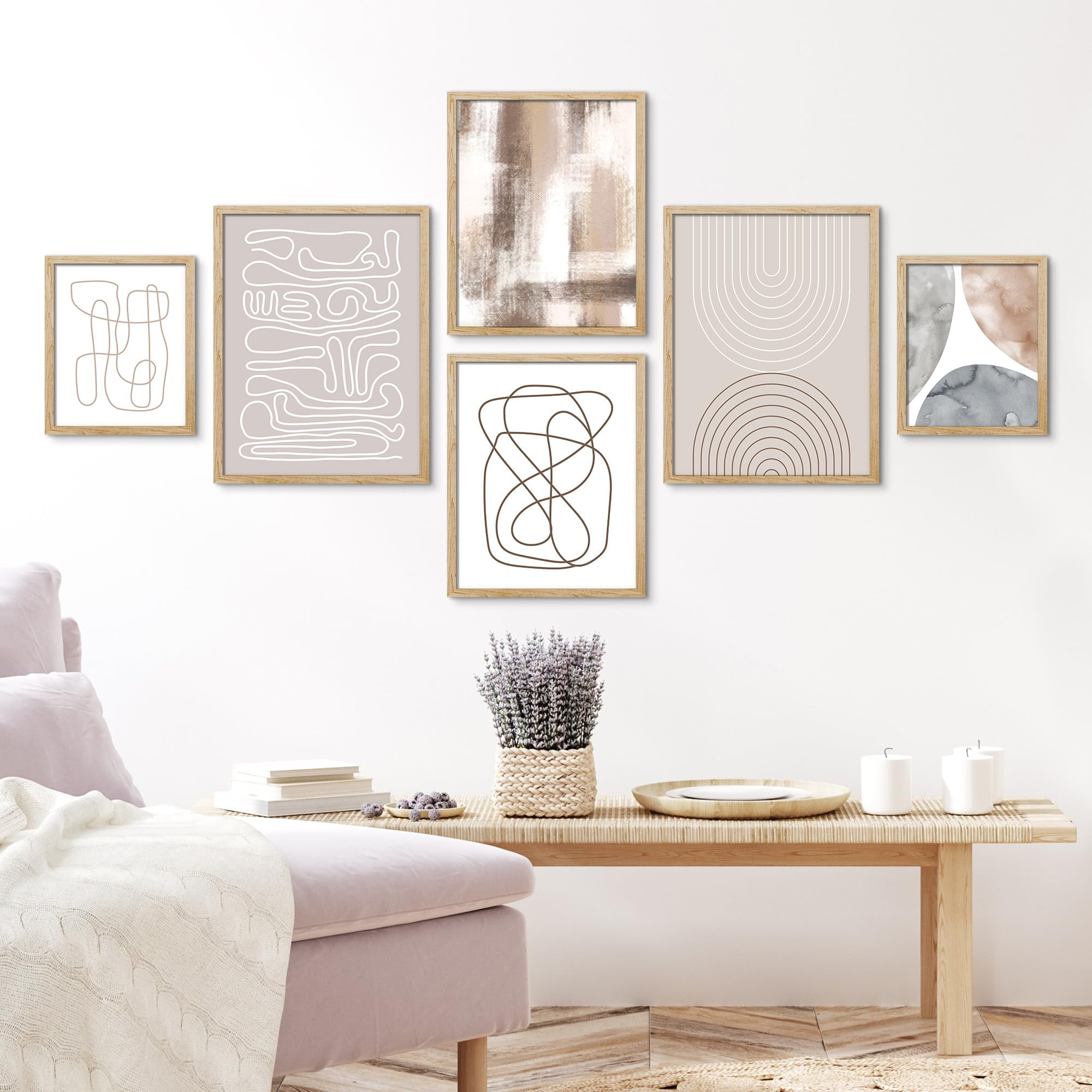 PixonSign Framed Canvas Print Wall Art Set - Pastel Grunge Watercolor ...
