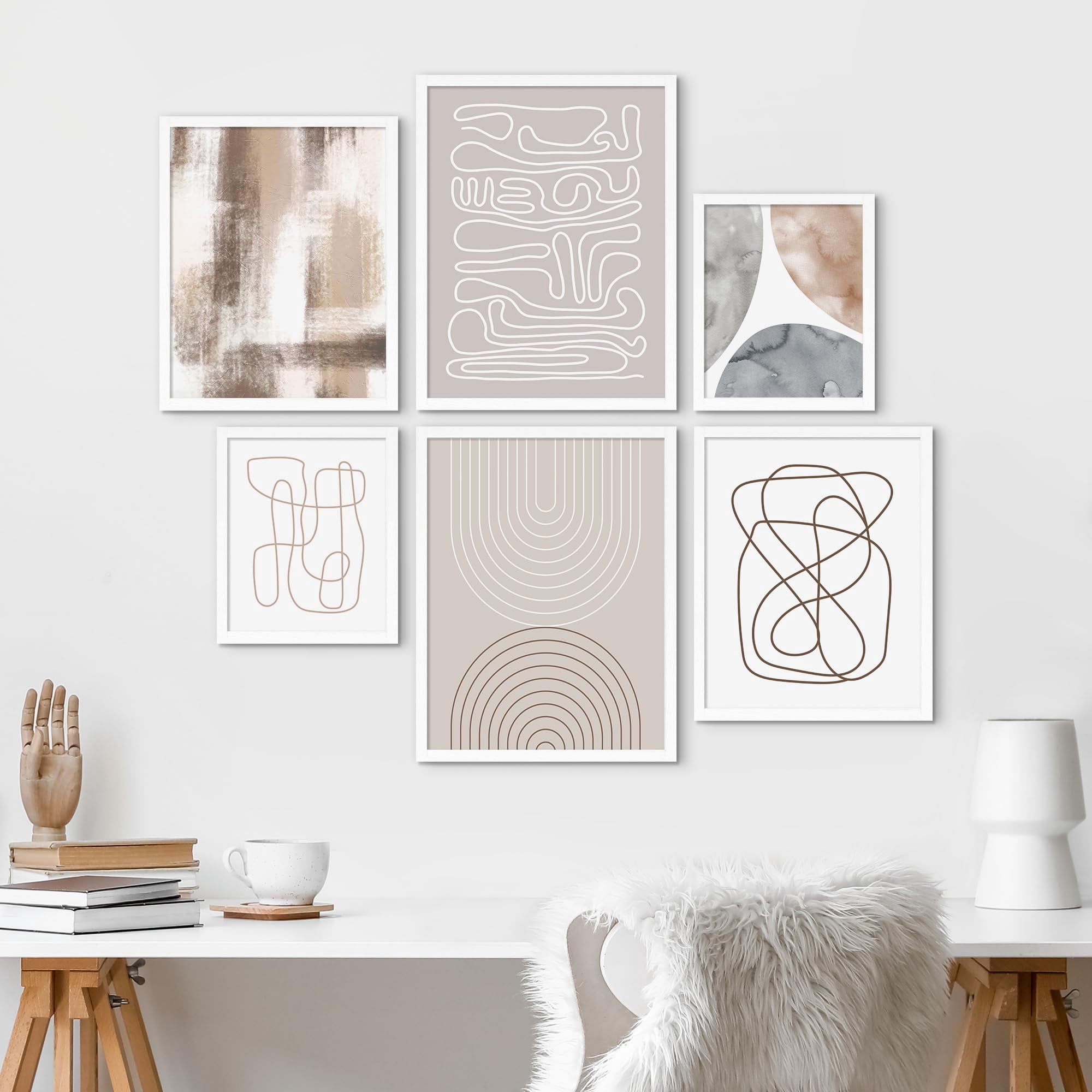 PixonSign Framed Canvas Print Wall Art Set - Pastel Grunge Watercolor ...