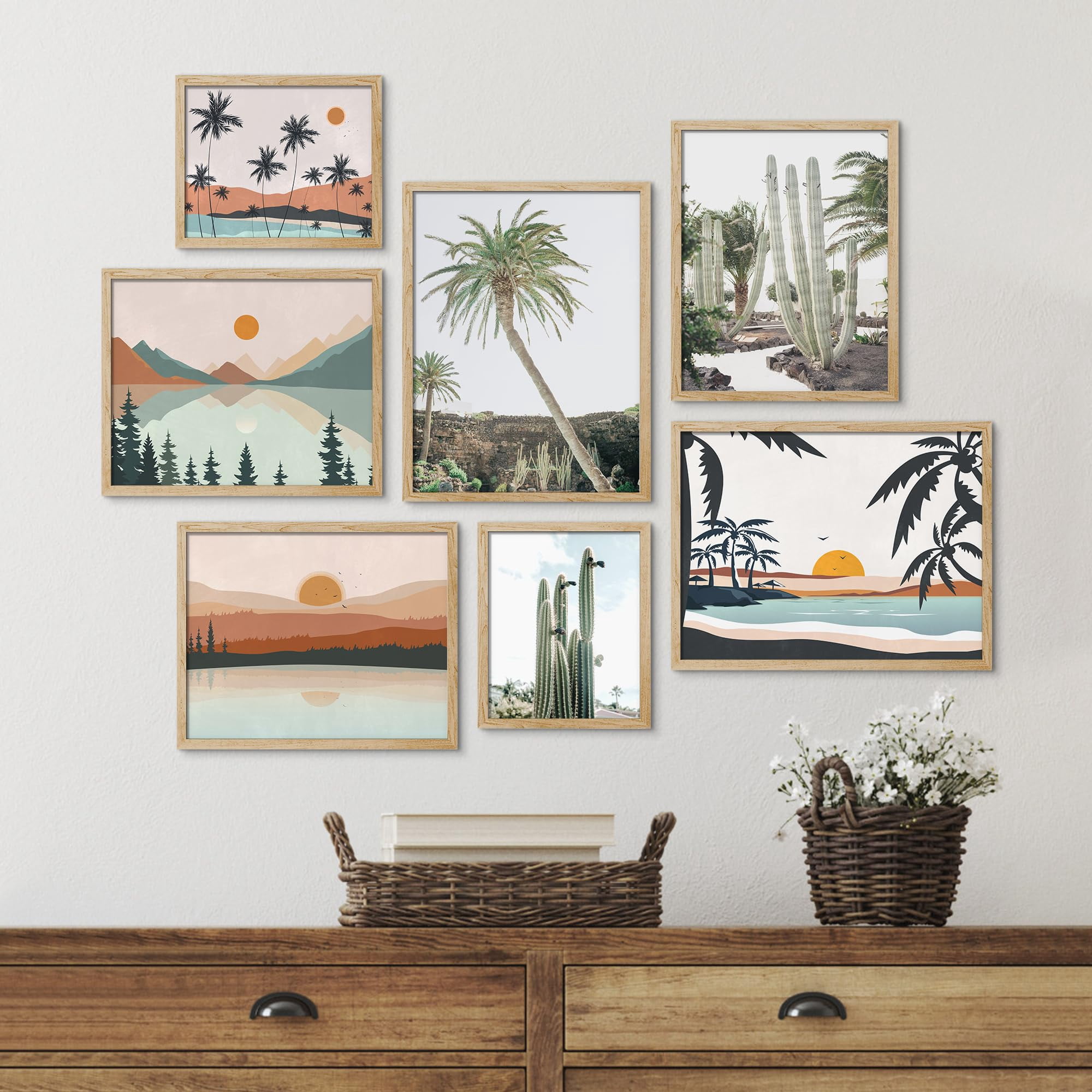 PixonSign Framed Canvas Print Wall Art Set - Pastel Ocean Sunshine ...