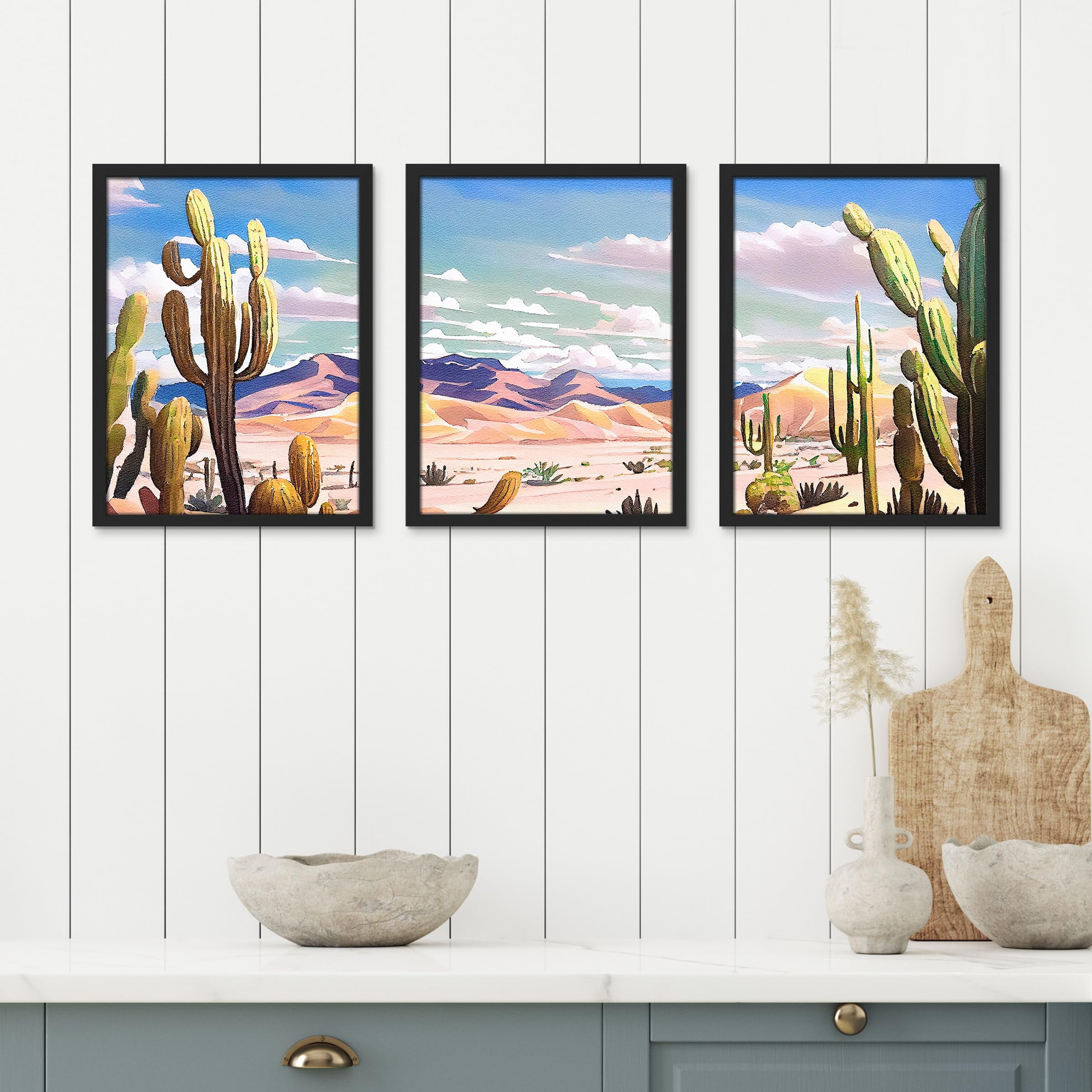 PixonSign Framed Canvas Print Wall Art Set - Pastel Vibrant Southwest ...