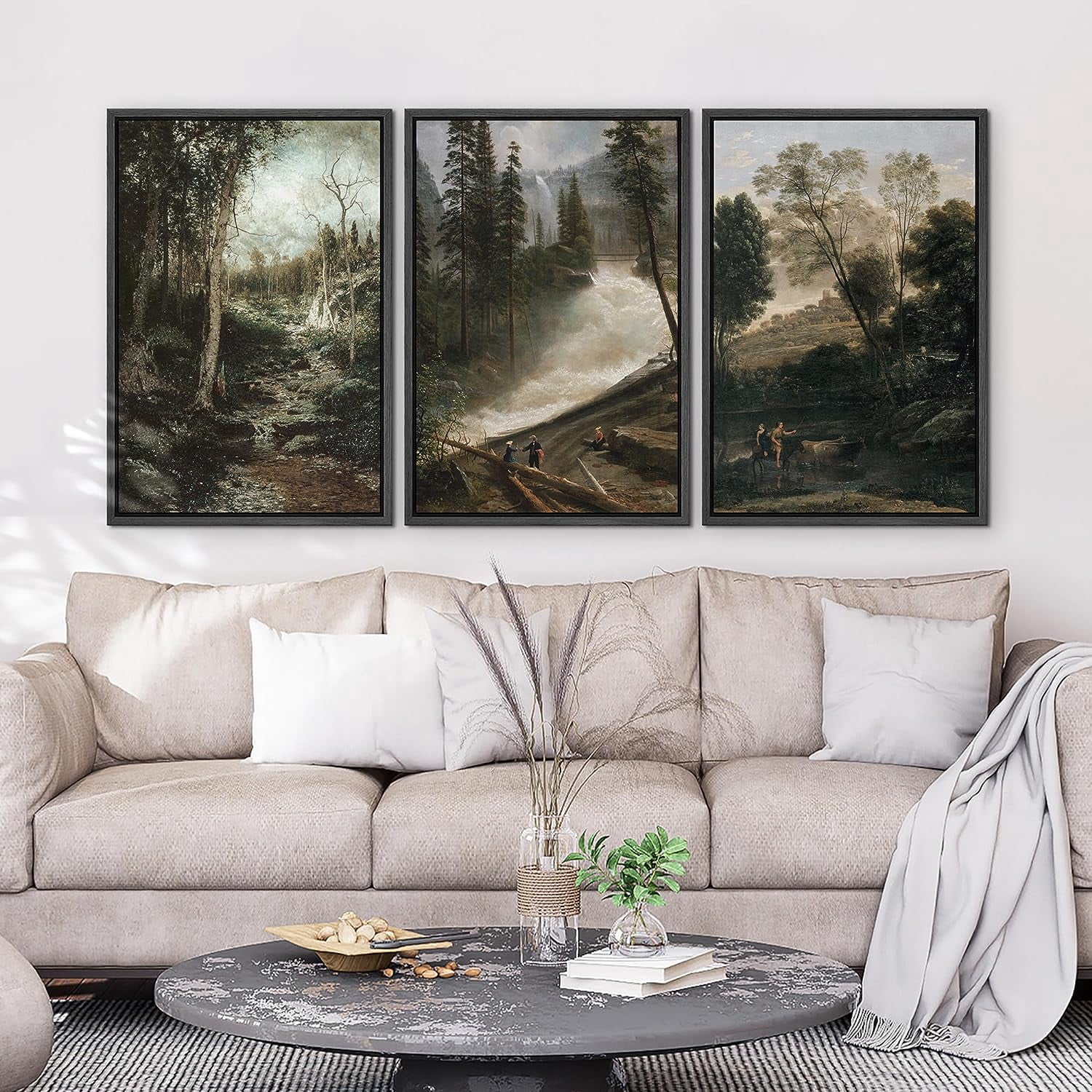 PixonSign Framed Canvas Print Wall Art Set Pine Tree Forest Meadow ...