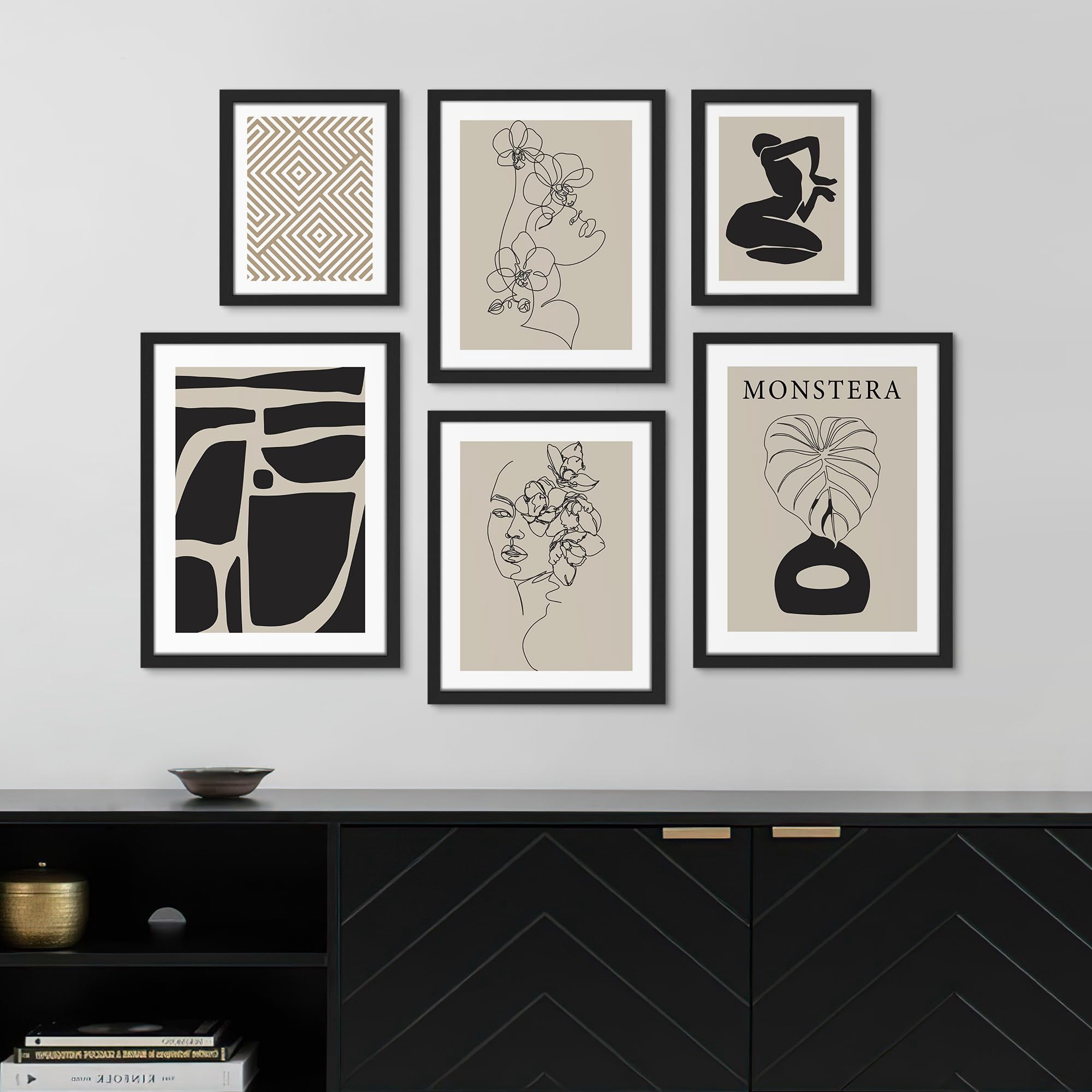 PixonSign Framed Canvas Print Wall Art Set - Polygon, Flower Woman ...