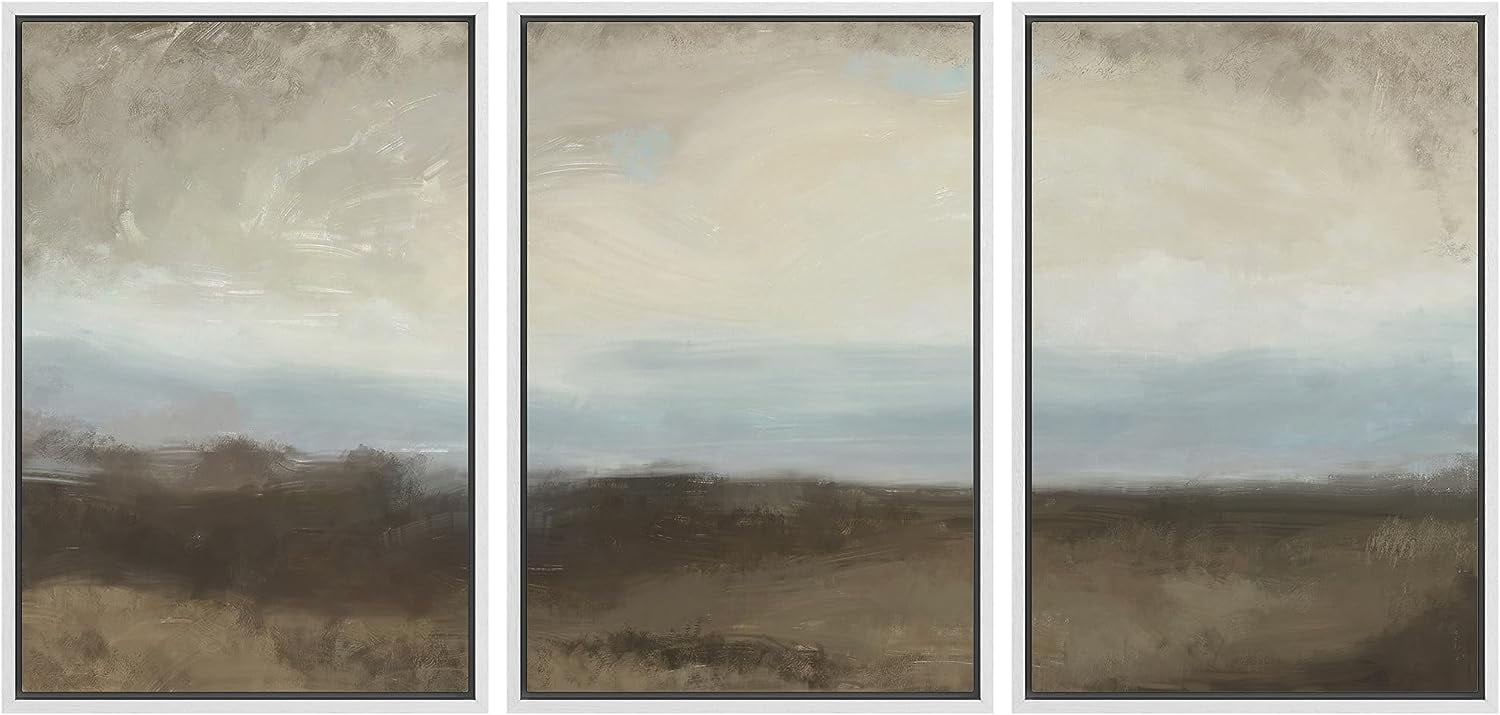 PixonSign Framed Canvas Print Wall Art Set Rural Cloudy Sky Field ...