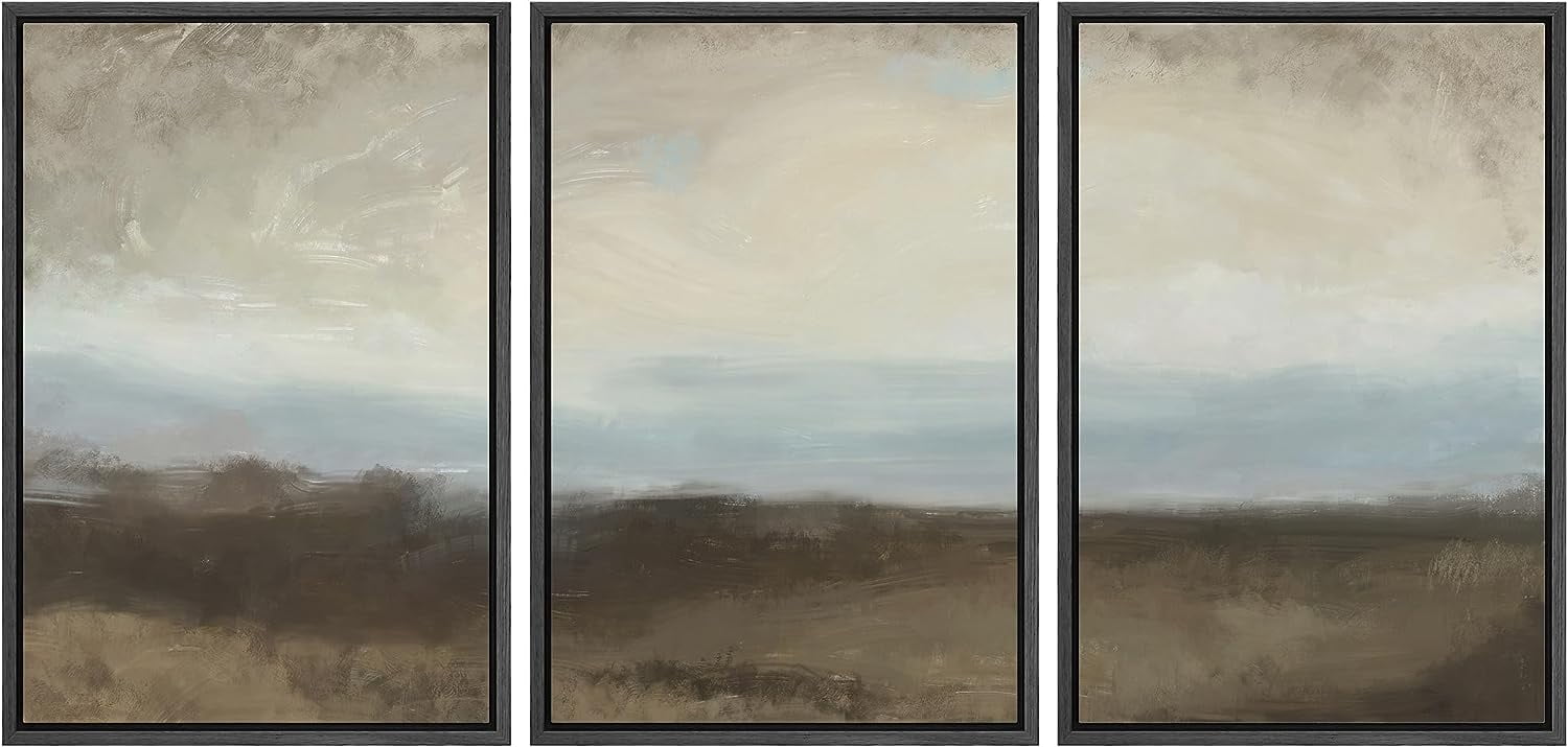 PixonSign Framed Canvas Print Wall Art Set Rural Cloudy Sky Field ...