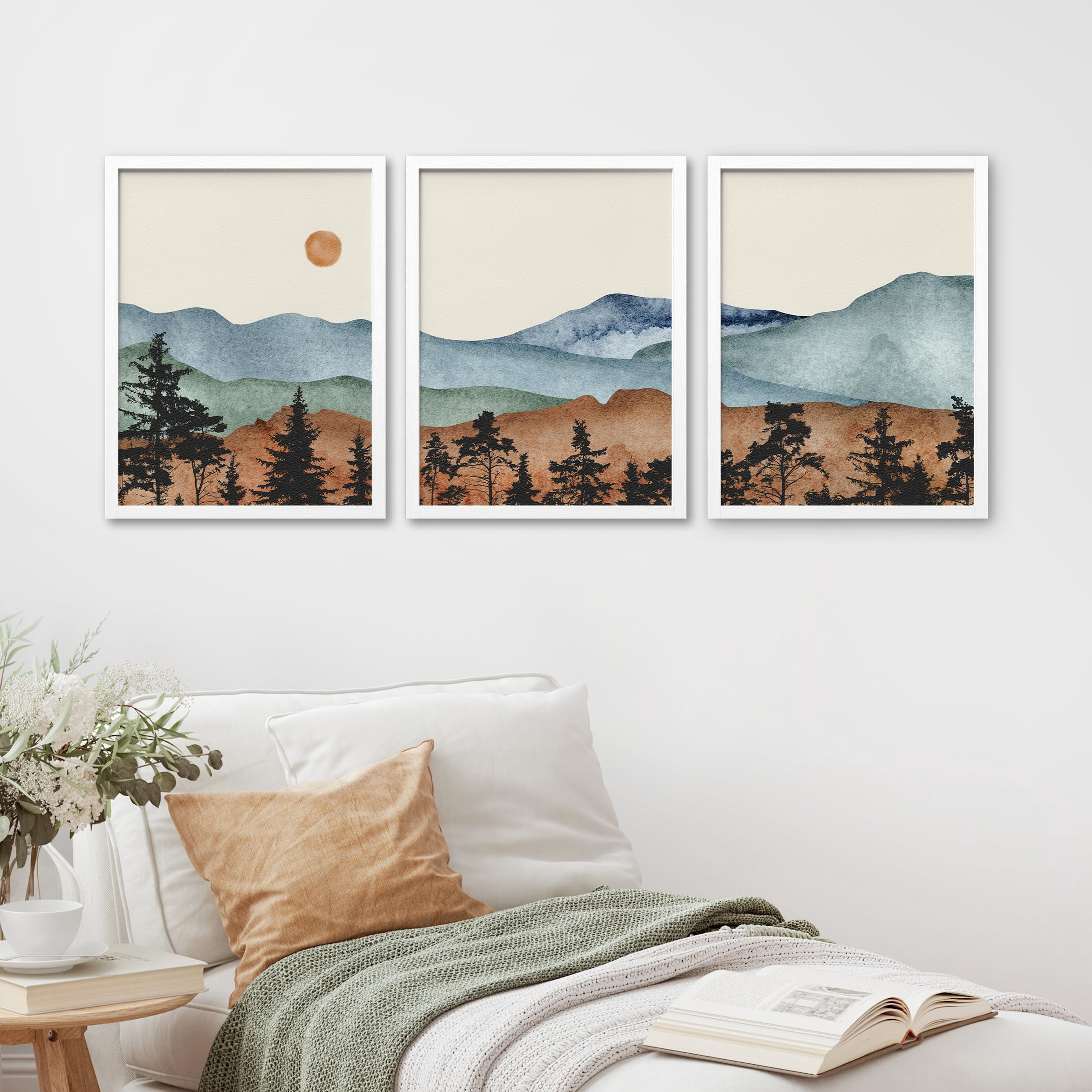 PixonSign Framed Canvas Print Wall Art Set - Rustic Hills Abstract ...