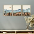 thumbnail image 1 of PixonSign Framed Canvas Print Wall Art Set - Rustic Hills Abstract Mountain Landscape Posters - Set of 3 Colorful Pastel Country/Farmhouse Wall Décor for Bedroom, Office - 8"x10" Natural, 1 of 5