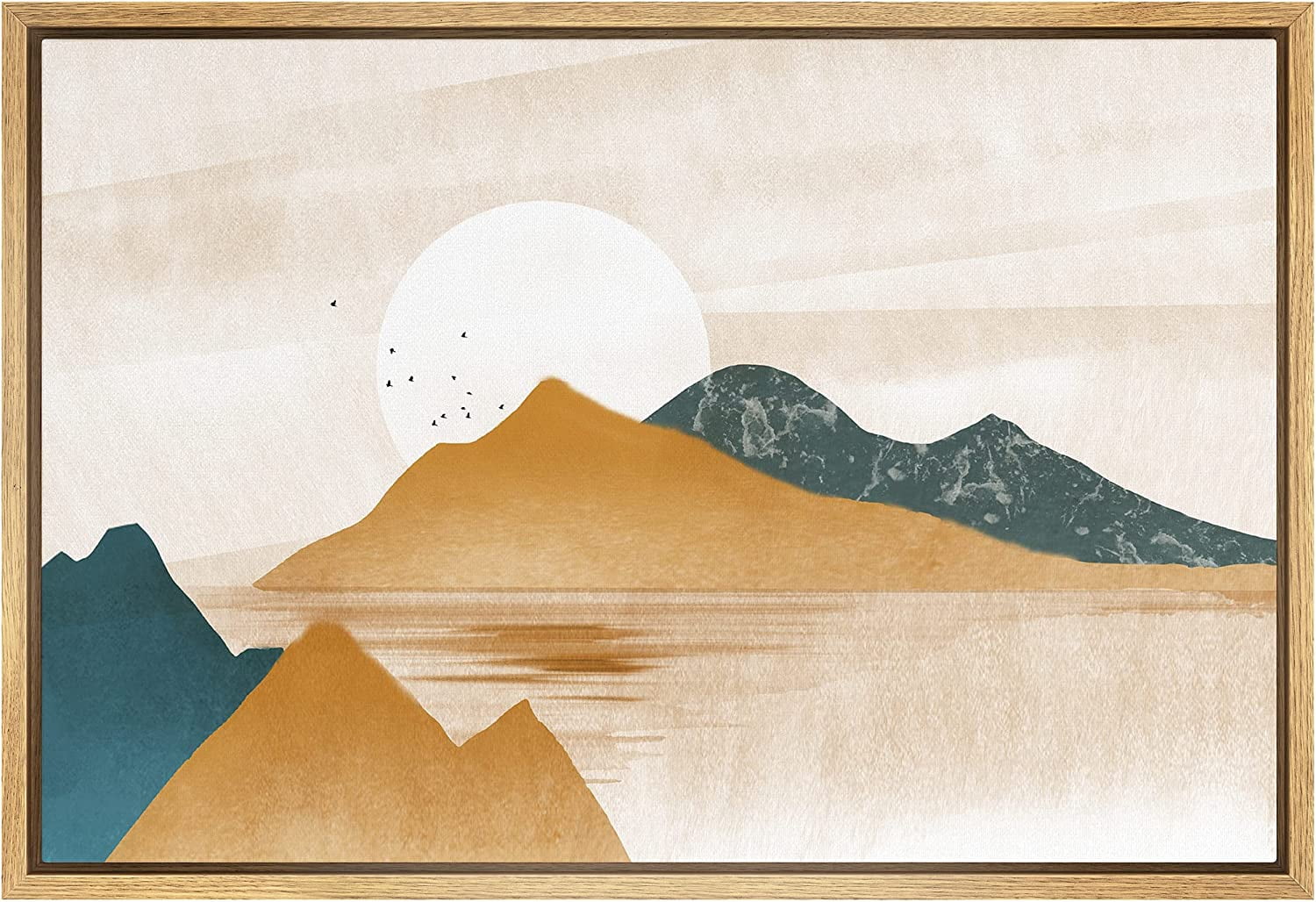 PixonSign Framed Canvas Print Wall Art Set Rustic Tan Mountain Range ...