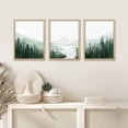 thumbnail image 1 of PixonSign Framed Canvas Print Wall Art Set - Sage Green Mountain Range Pine Tree Forest Art - Set of 3 Nature Wilderness Landscape Wall Décor for Living Room, Bedroom - 12"x16"x3 Panels Natural, 1 of 5