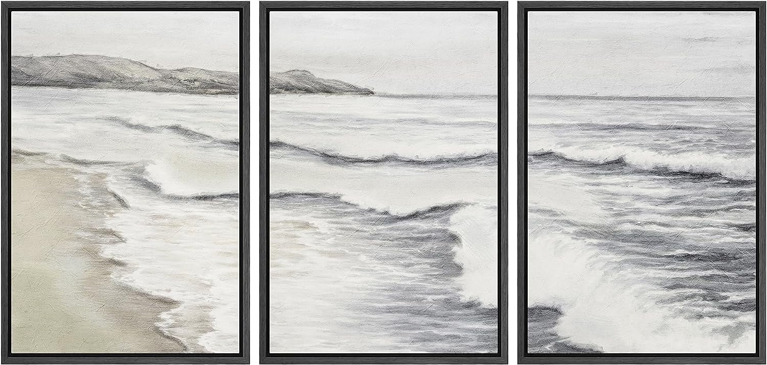 PixonSign Framed Canvas Print Wall Art Set Storm Cloud Beach Shore ...