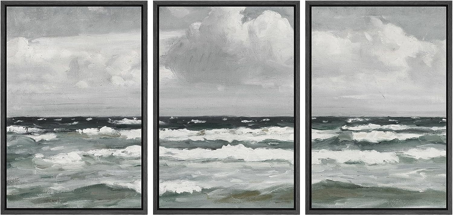 PixonSign Framed Canvas Print Wall Art Set Storm Cloud Coastal Ocean ...