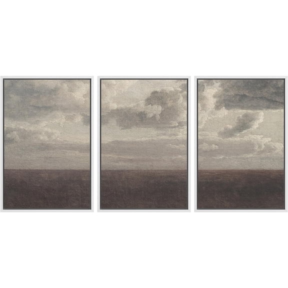 PixonSign Framed Canvas Print Wall Art Set Storm Cloud Pastoral Country Farmhouse Landscape Nature Wilderness Illustrations Modern Art Decorative Rustic Relax Colorful for Bedroom - 24"x36"x3 White