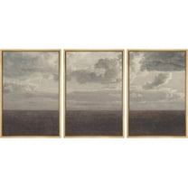 PixonSign Framed Canvas Print Wall Art Set Storm Cloud Pastoral Country Farmhouse Landscape Nature Wilderness Illustrations Modern Art Decorative Rustic Relax Colorful for Bedroom - 16"x24"x3 Natural