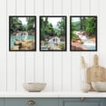thumbnail image 1 of PixonSign Framed Canvas Print Wall Art Set - Summer Forest River Rapid Landscape Posters - Set of 3 Wilderness Nature Pop Art Prints Pastel Wall Décor for Living Room - 12"x16" Black, 1 of 5