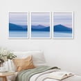 thumbnail image 1 of PixonSign Framed Canvas Print Wall Art Set - Sun Purple Pink Sky Blue Mountain Range Art - Set of 3 Abstract Geometric Illustrations Gradient Colorful Art Wall Décor - 12"x16"x3 Panels White, 1 of 5