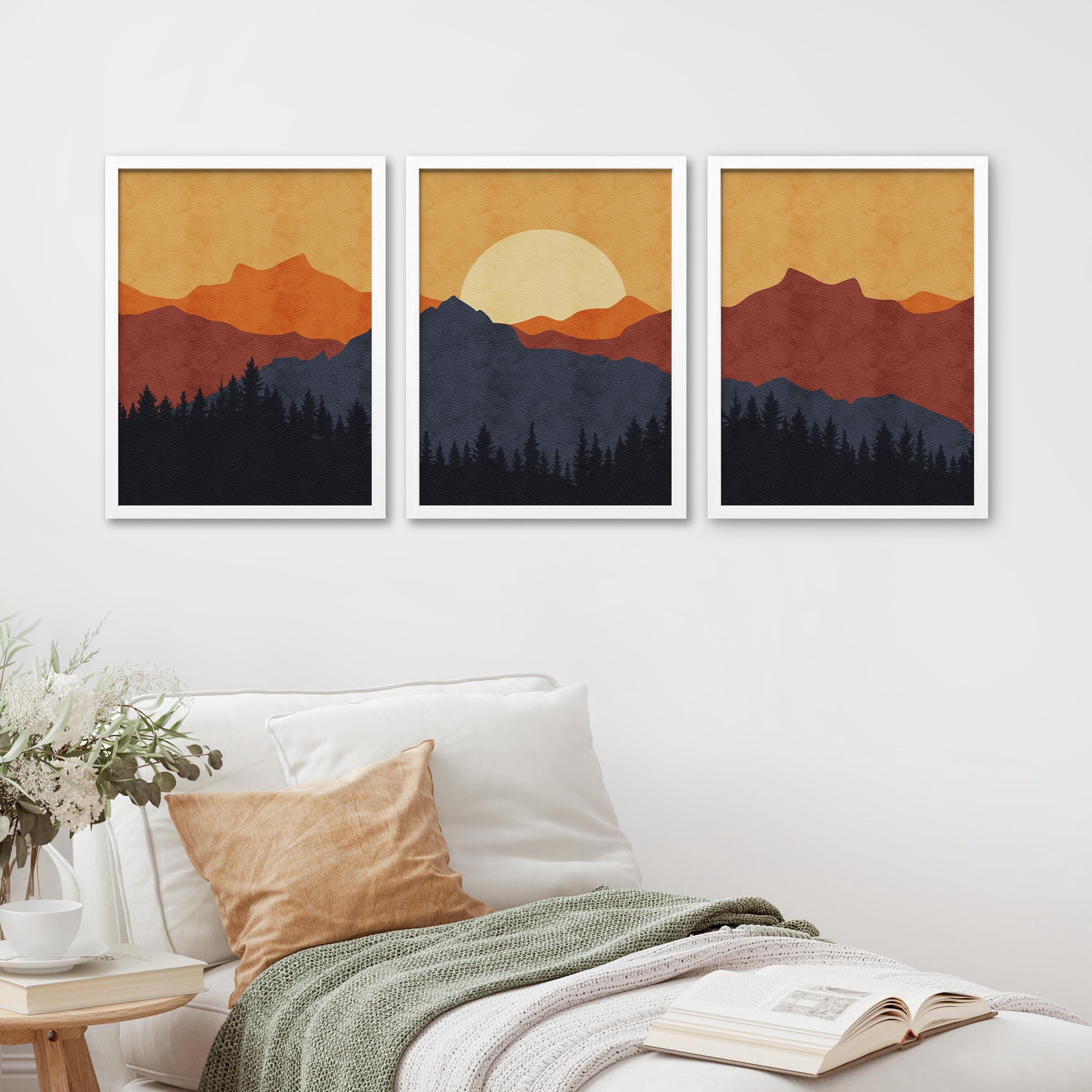 PixonSign Framed Canvas Print Wall Art Set - Sunset Silhouettes ...
