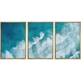 thumbnail image 1 of PixonSign Framed Canvas Print Wall Art Set Teal Ocean Wave Beach Shore Coastal Seascape Landscape Nature Wilderness Modern Decorative Nautical Blue Calm/Relax/Cozy - 24"x36"x3 Natural, 1 of 5