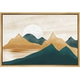 thumbnail image 1 of PixonSign Framed Canvas Print Wall Art Set Teal Tan Mountain Range Valley Nature Wilderness Illustrations Modern Art Farmhouse/Country Landscape - 16"x24" Natural, 1 of 5