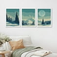 thumbnail image 1 of PixonSign Framed Canvas Print Wall Art Set - Teal Winter Snowy Pine Trees Art - Set of 3 Forest Landscape Nature Wilderness Wall Décor for Living Room, Bedroom - 11"x14" Panels White, 1 of 5