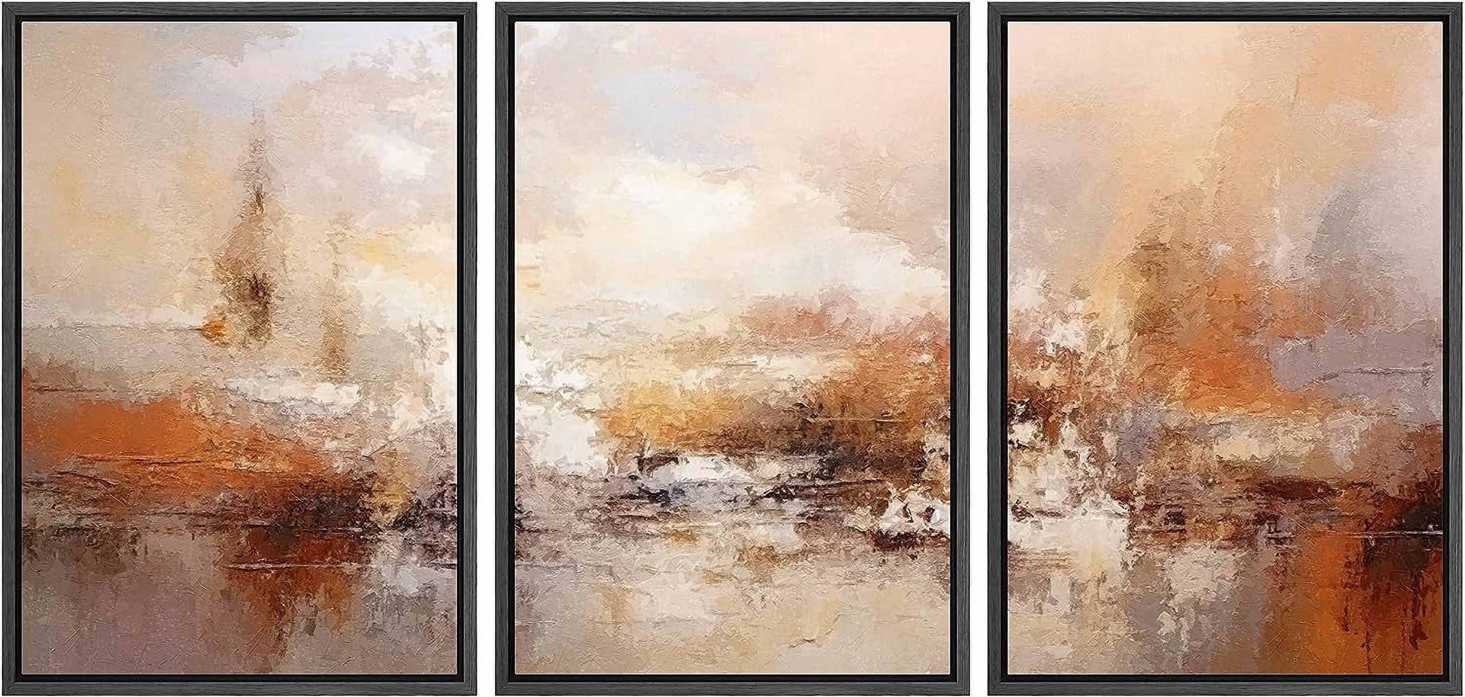 PixonSign Framed Canvas Print Wall Art Set Vibrant Red & Orange Paint ...
