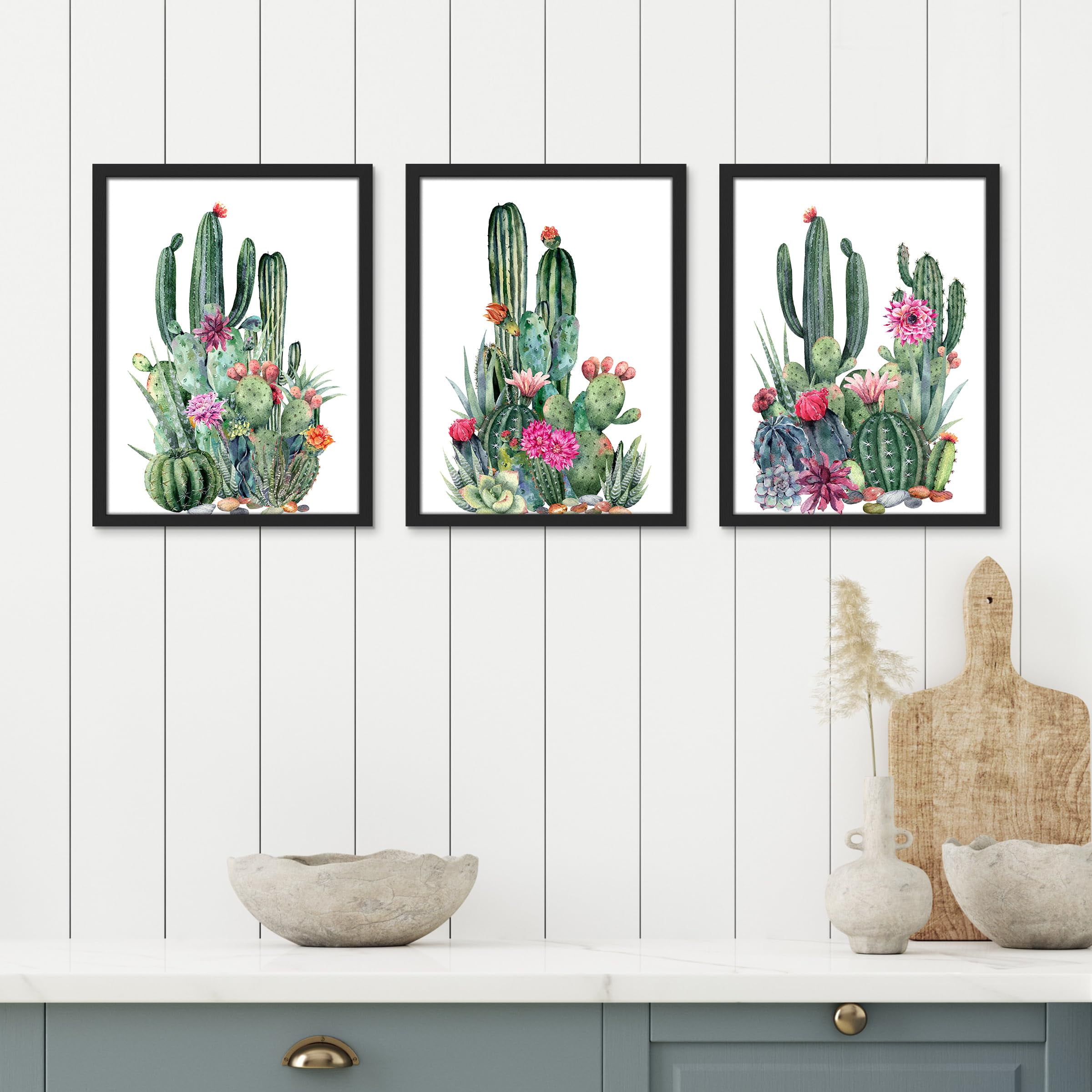 PixonSign Framed Canvas Print Wall Art Set - Vibrant Southwest Blooming ...