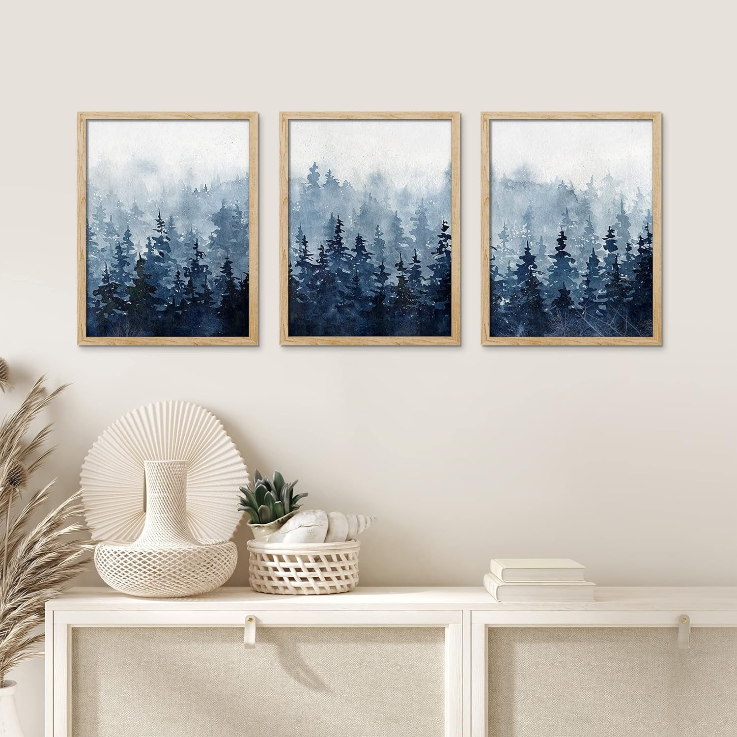 PixonSign Framed Canvas Print Wall Art Set - Watercolor Blue