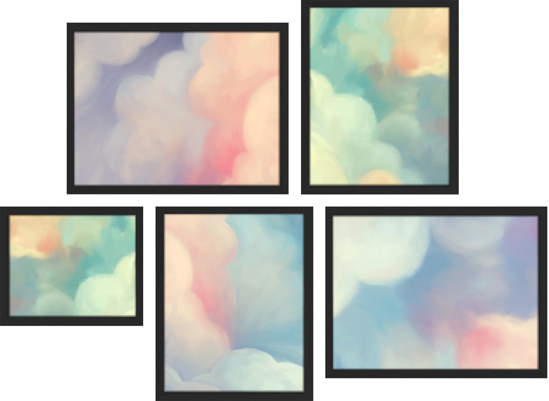 PixonSign Framed Canvas Print Wall Art Set - Watercolor Pastel Cotton ...