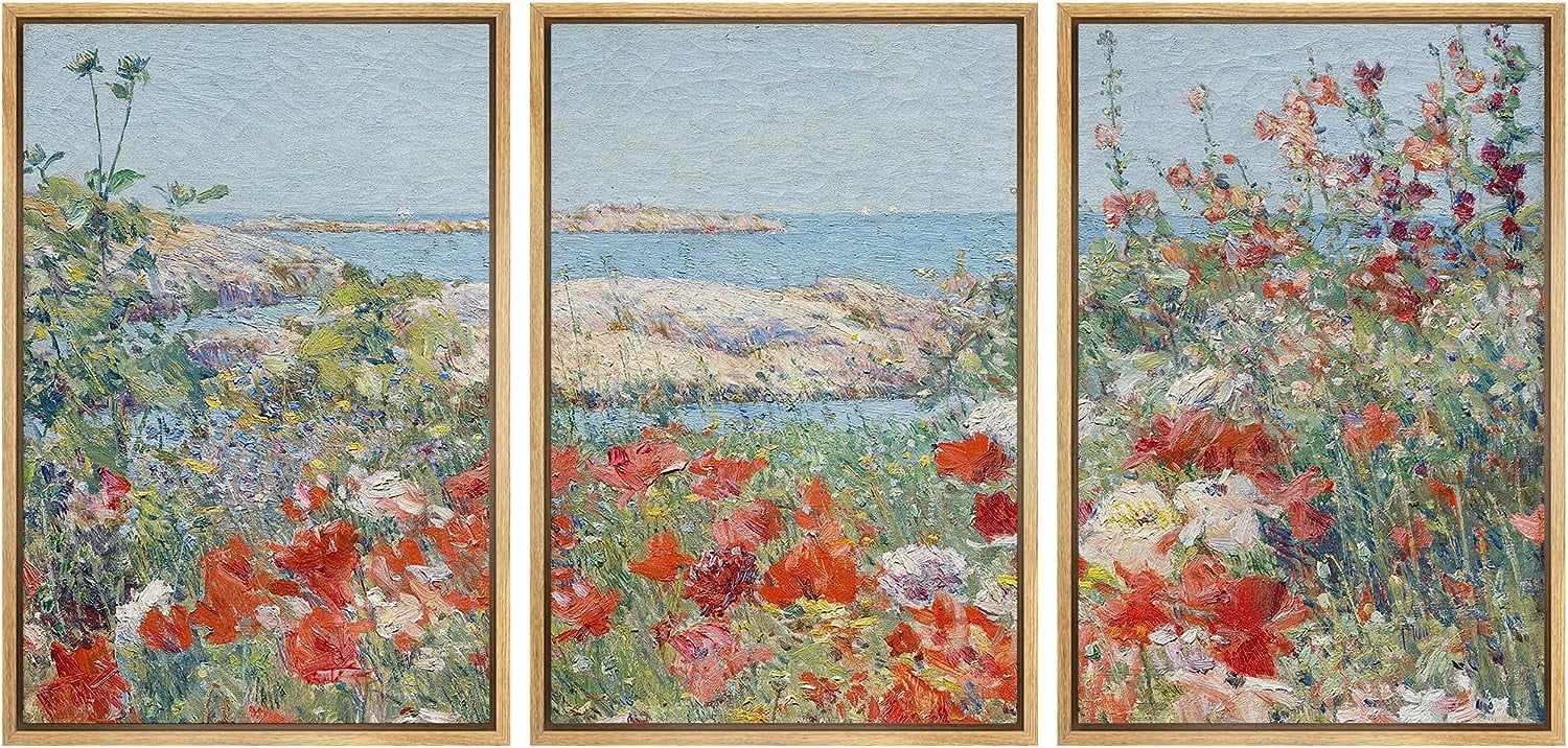 PixonSign Framed Canvas Print Wall Art Set Watercolor Pastel Flower ...