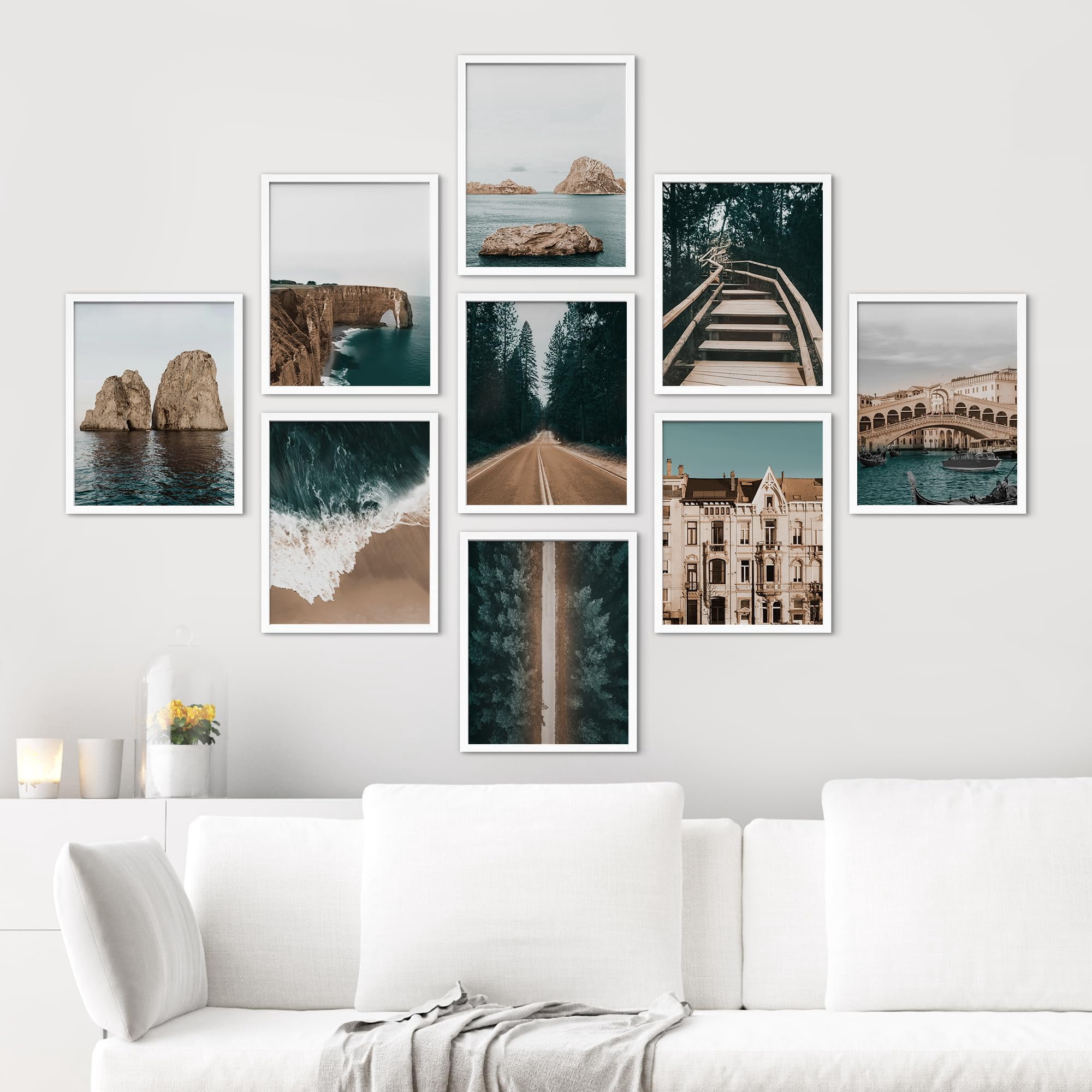 PixonSign Framed Canvas Print Wall Art Set - Western Ocean, Forest ...