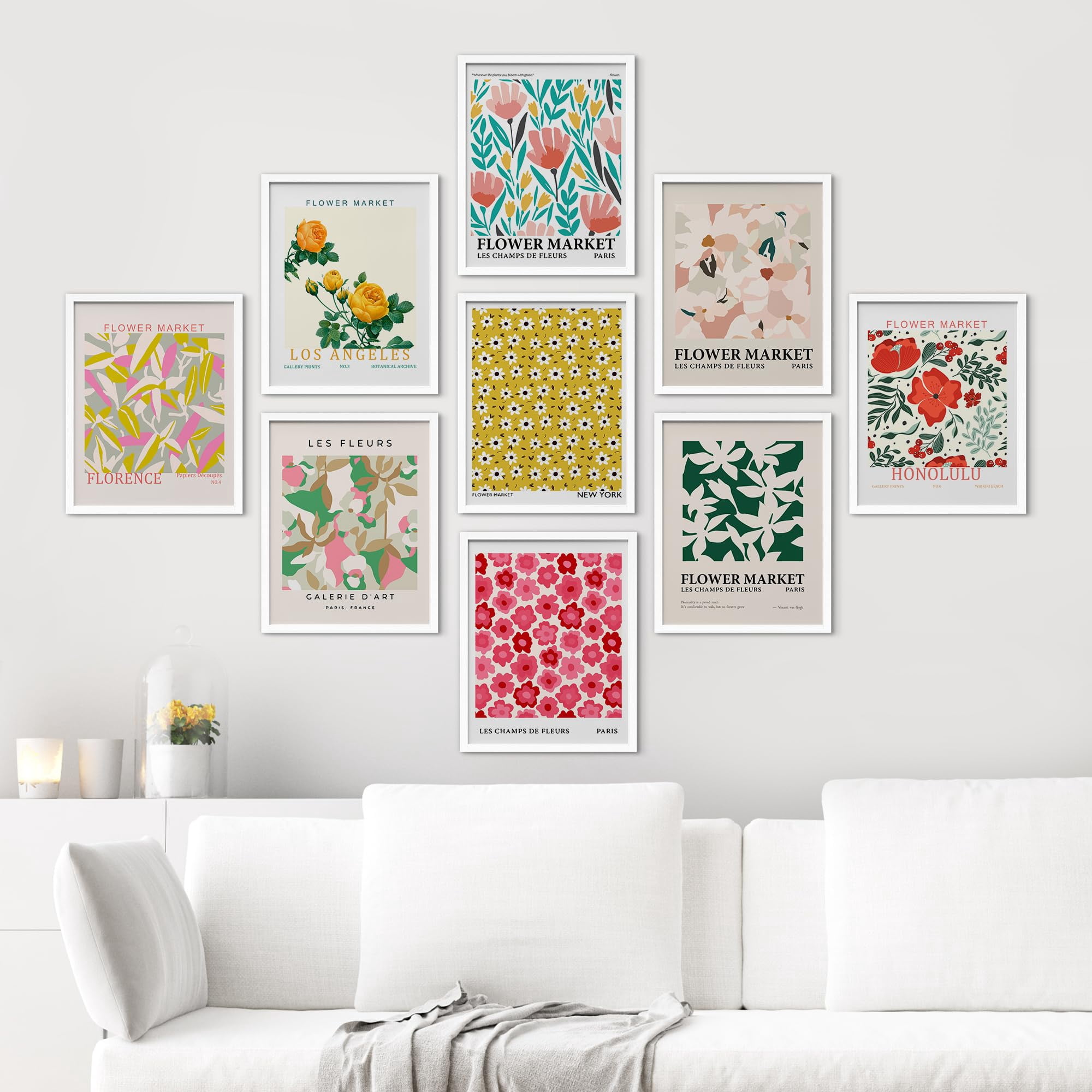 PixonSign Framed Canvas Print Wall Art Set - Wildflower Garden Tapestry