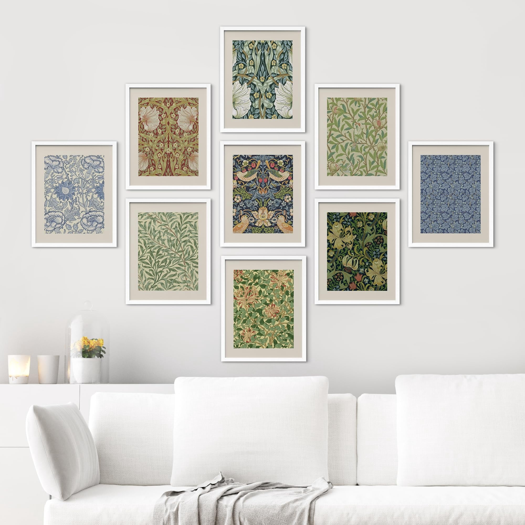 PixonSign Framed Canvas Print Wall Art Set - William Morris Flower ...