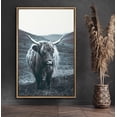 thumbnail image 1 of PixonSign Framed Canvas Print Wall Art Shetland Cow in Field Animals Wilderness Photography Realism Farmhouse/Country Portrait Relax/Calm Duotone for Living Room, Bedroom, Office - 24"x36" Natural, 1 of 5