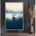 thumbnail image 1 of PixonSign Framed Canvas Print Wall Art Shetland Cow & Misty Grass Animals Wilderness Photography Realism Farmhouse/Country Portrait Relax/Calm Duotone for Living Room, Bedroom, Office - 24"x36" White, 1 of 5