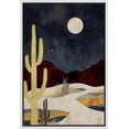 thumbnail image 1 of PixonSign Framed Canvas Print Wall Art Starlight Moon Cactus Desert Mountain Nature Wilderness Illustrations Decorative Bohemian Rustic Mid-Century Modern Desert Landscape - 24"x36" White, 1 of 5